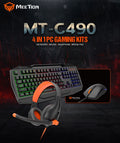 Meetion C490 4-in-1 PC Gaming Combo Set – RGB Backlit Keyboard, 2400 DPI Ergonomic Mouse, Stereo Gaming Headset & Non-Slip Mouse Pad
