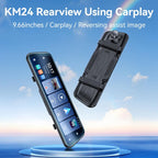 Yesido KM24 9.66" HD Mirror Dash Cam with CarPlay, Android Auto, AirPlay & Dual Recording - Black