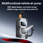 Yesido VC12 7800mAh Cordless Tire Inflator – Portable Digital Car Air Pump with LED Light & Auto-Shutoff (Black)