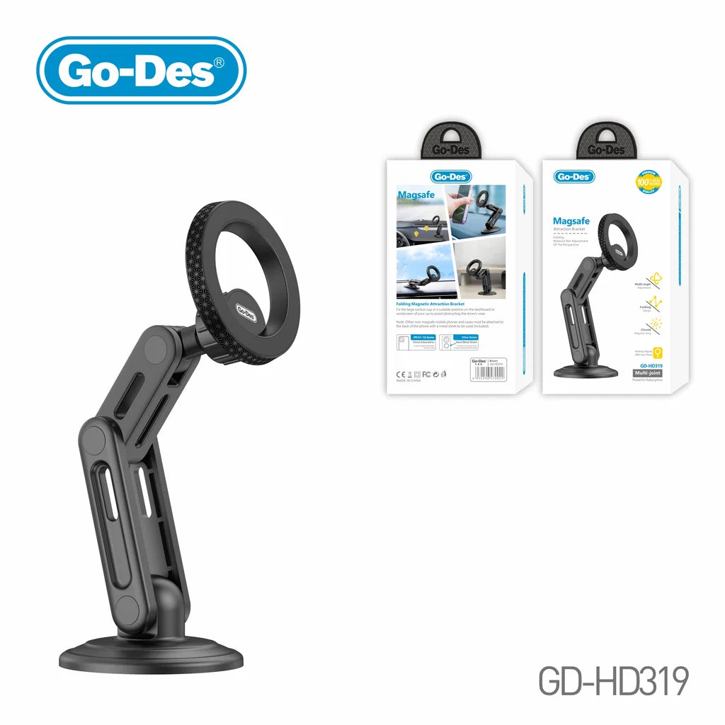 Go-Des HD319 MagSafe Magnetic Car Phone Holder – 720° Dual Rotation Dashboard