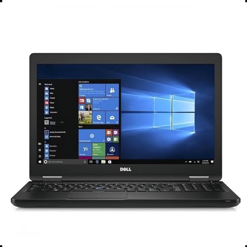 كمبيوتر محمول Dell Latitude 5590 Business، معالج Intel Core i5-7300U من الجيل السابع، ذاكرة وصول عشوائي سعتها 8 جيجابايت، قرص SSD سعة 256 جيجابايت، شاشة FHD مقاس 15.6 بوصة، نظام التشغيل Windows 10 Pro، قارئ بصمات الأصابع، أسود