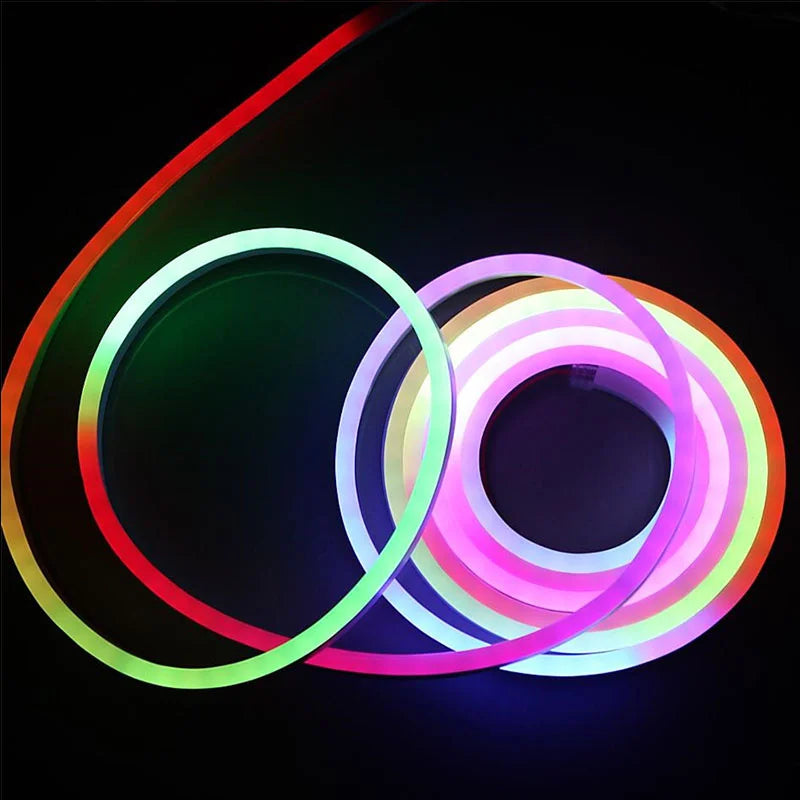 TUYA Neon LED Strip Lights 12-24V 84LEDs/M Silicone Neon Rope Light with Music Sync RGBIC Dreamcolor Chasing Strip Tape for Room