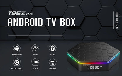 Global Version Smart TV Box WIFI6 Bluetooth 5 AllwinnerH618 32GB 64GB T95ZPLUS 4K HDR10 Stream Media Player Multi Language