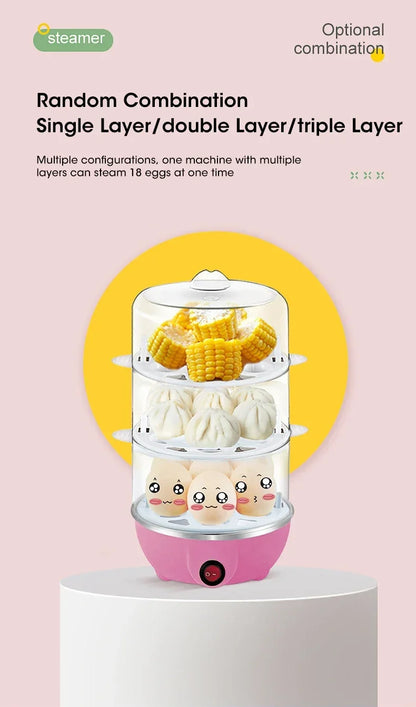 Multifunctional Electric Egg Boiler Monolayer Layer Egg Cooker Mini Steamer Kitchen Cook Breakfast Machine Breakfast Artifact