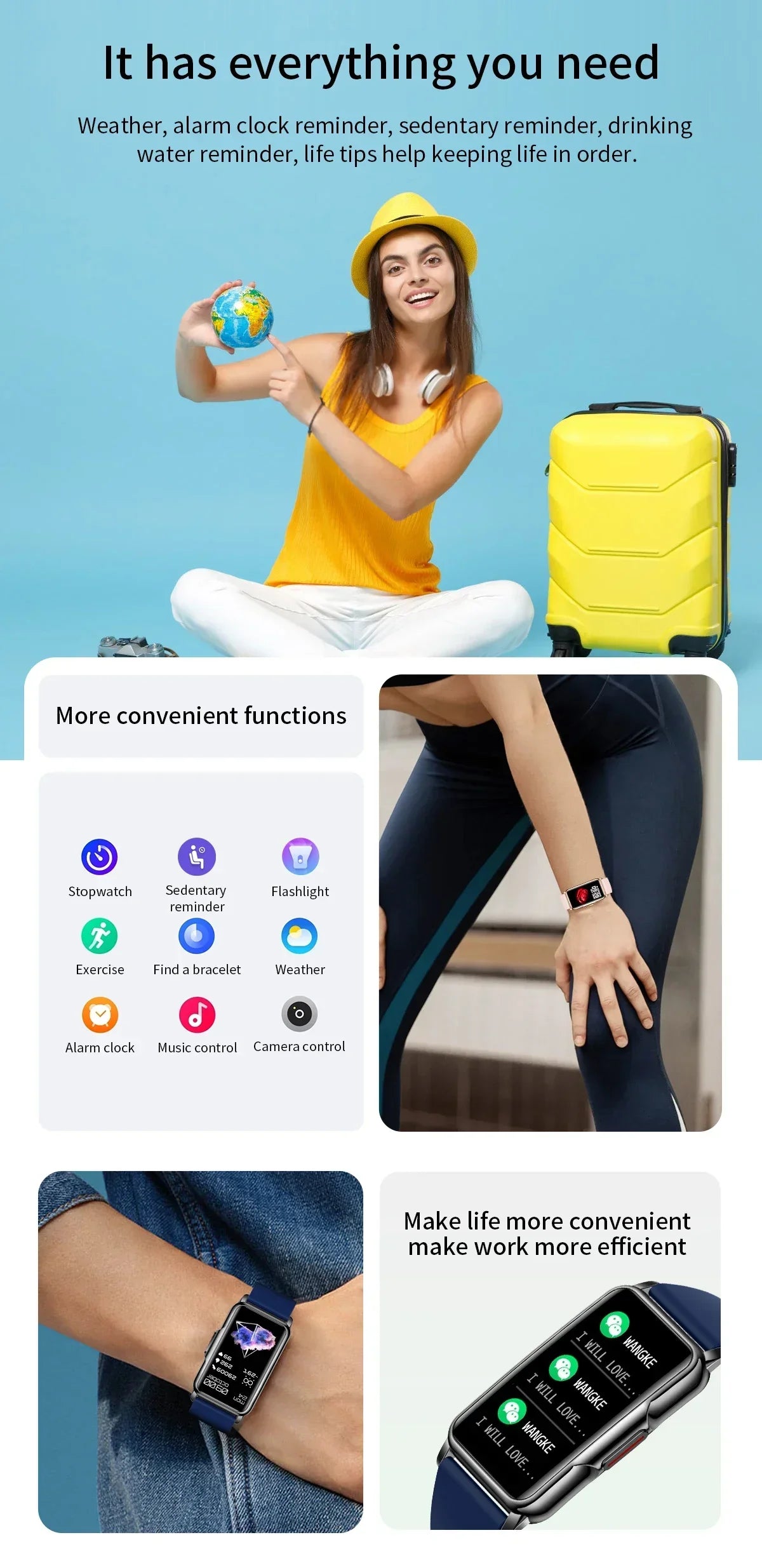 Xiaomi Smart Watch Women Men Bluetooth Connected Phone Music Fitness Sports Bracelet Sleep Monitor Man Smartwatch Women