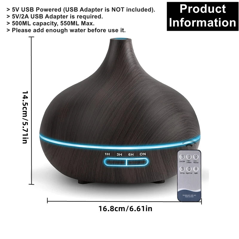 550ml Wood Color USB Aroma Diffuser