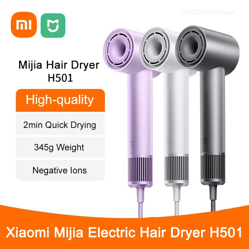 Xiaomi Mijia Electric Hair Dryer H501 High Speed Negative Ions 110,000 Rpm Professional Care Wind Speed 62m/s 1600W Quick Drying