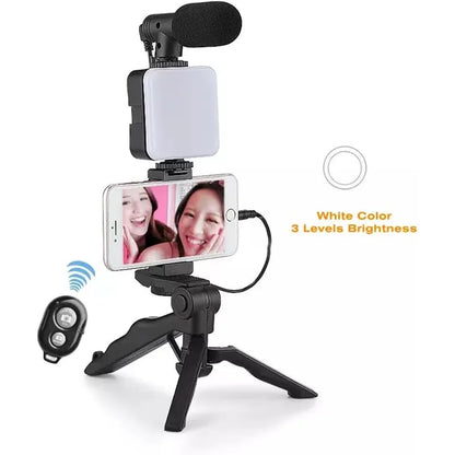 Smartphone Vlogging Kit With Tripod Phone Holder Mini Microphone LED Fill Light Starter For TikTok Live Stream Video YouTube