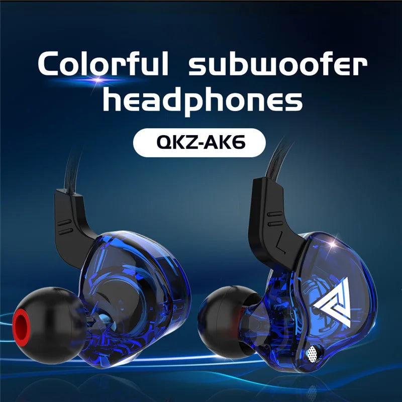 Original QKZ AK6 Copper Driver HiFi Wired Earphone 3.5MM Race Spor