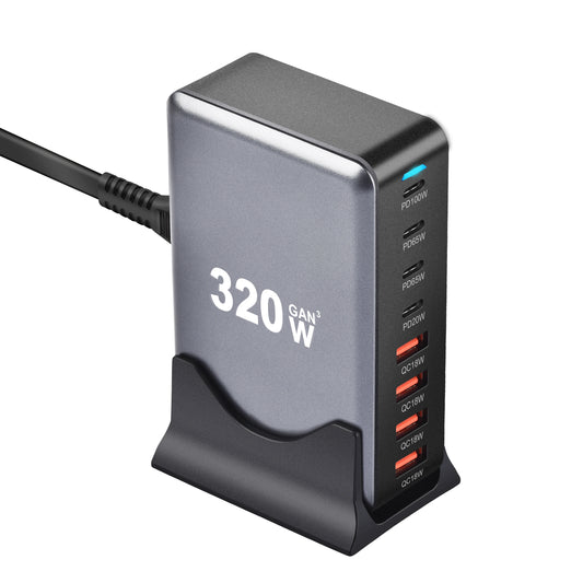 320W GaN Charger USB C Fast Desktop 8-port USB Type C