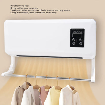 Wall Mounted Room Heater Towel Drying Rack Electric Wall Heater Cooling Function Waterproof with Remote Control for Living Room