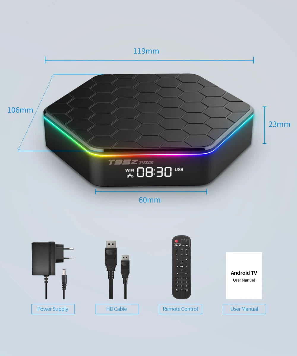 Global Version Smart TV Box WIFI6 Bluetooth 5 AllwinnerH618 32GB 64GB T95ZPLUS 4K HDR10 Stream Media Player Multi Language