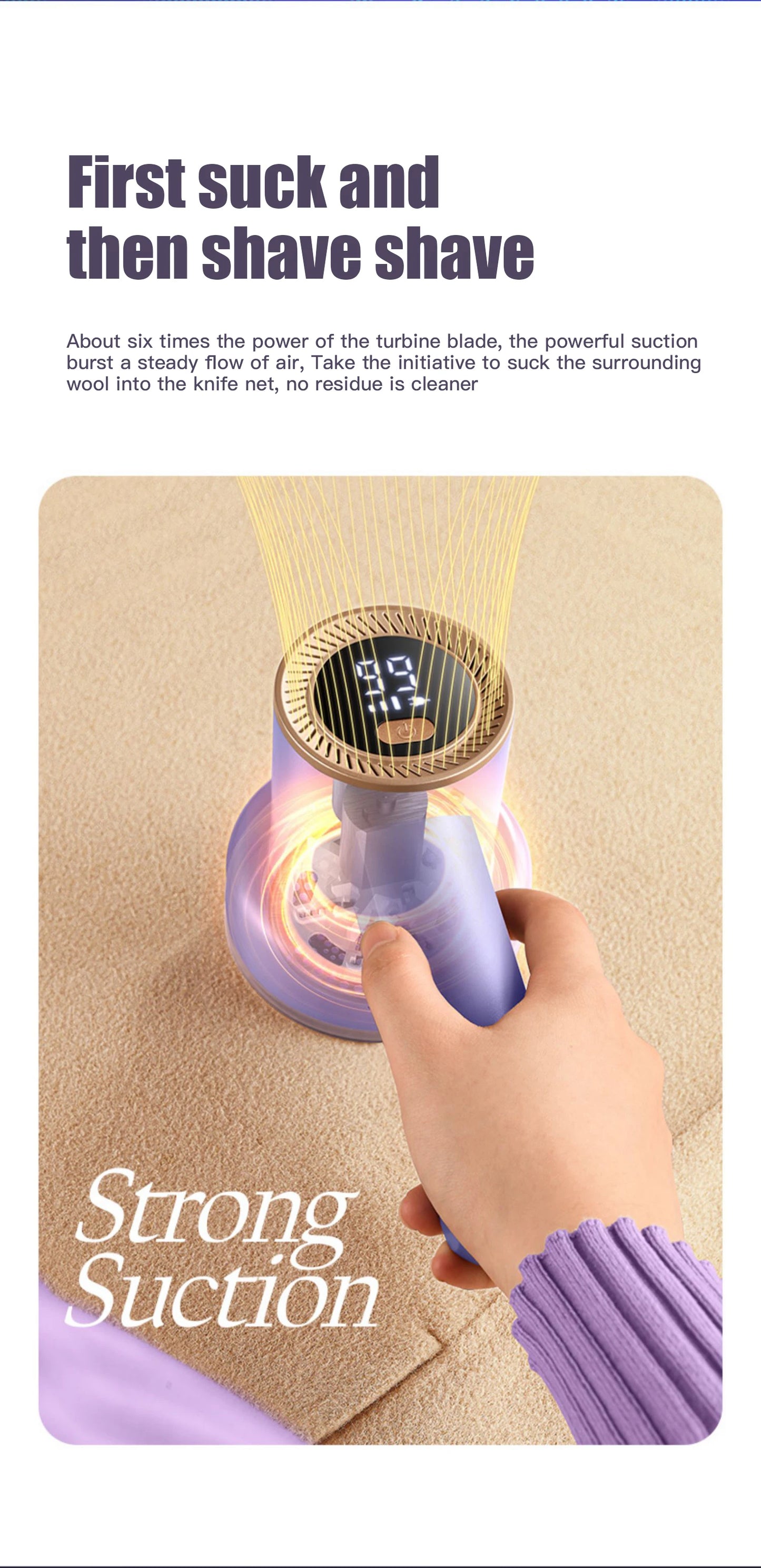 Electric Lint Remover Shaver with LED Digital Display Sweater Couch Fabric Pill Shaver for Sweater Couch Clothes Carpet