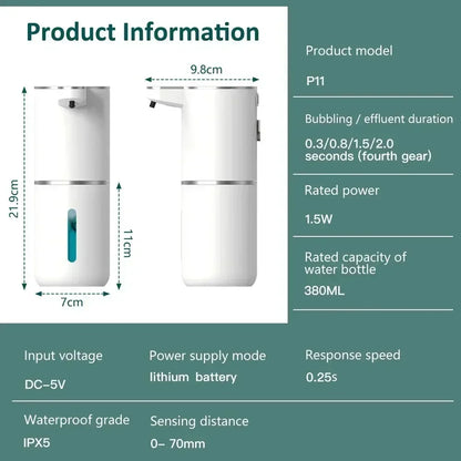 Xiaomi 380ML Automatic Foam Soap P11 Dispenser Bathroom Smart Washing Hand Machine With USB Charging White ABS Material