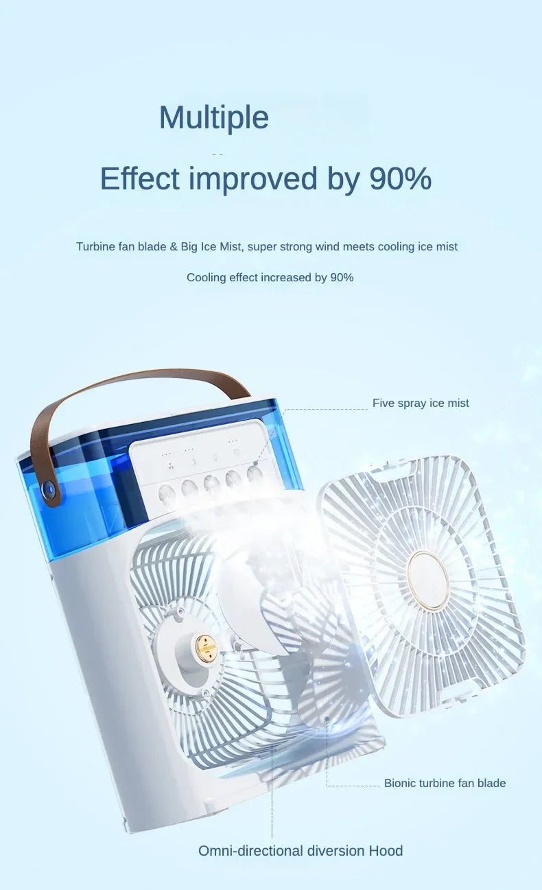 Portable Humidifier  Fan AIr Conditioner Household Small Air Cooler Hydrocooling Portable Air Adjustment For Office 3 Speed Fan