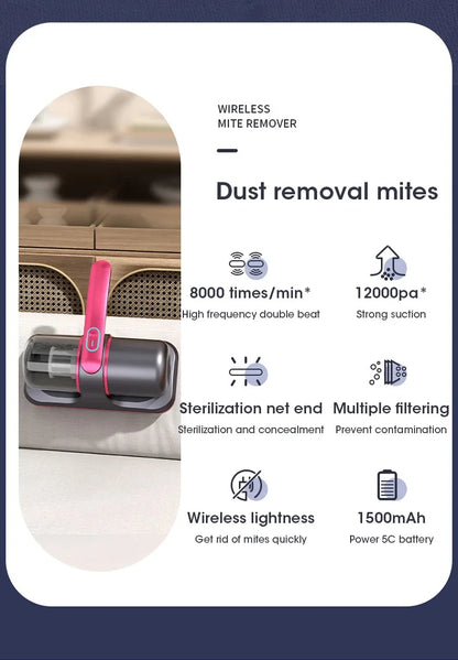 Mite Removal Instrument Vacuum Cleaner 12000PA Handheld Vacuum For Mattress Sofa Bed Home Detachable Filter Bed Vacuum Cleaner17