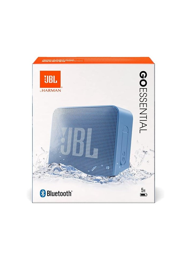 JBL Go Essential Portable Waterproof Speaker, Original JBL Pro Sound, Big Audio and Rich Bass, IPX7 Waterproof, Wireless Streaming, 5 Hours of Battery - Blue, JBLGOESBLU, Standard, Bluetooth